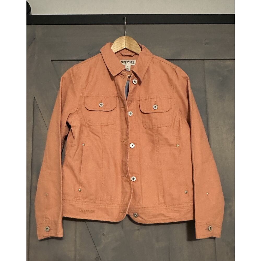 Dri Duck "For Her" Jacket Womens Small Soft Canvas Light Orange Button Front NWT